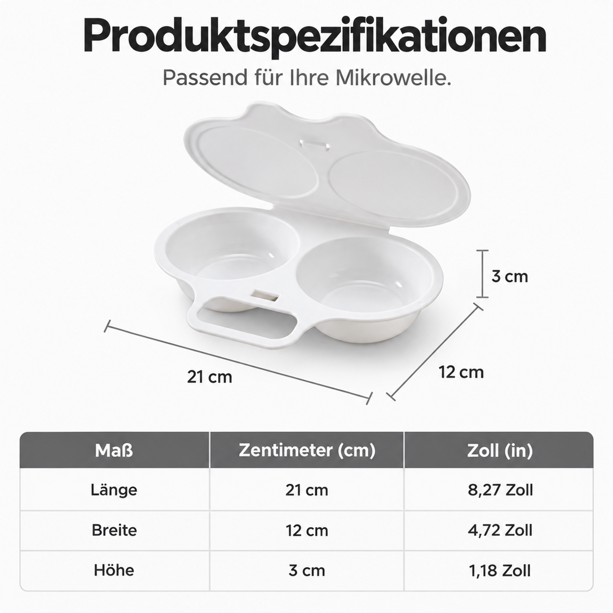🔥 Mikrowellen-Eiergarer mit Doppelkammer – 2 Eier in wenigen Minuten, schnell & ohne Pfanne 🍳