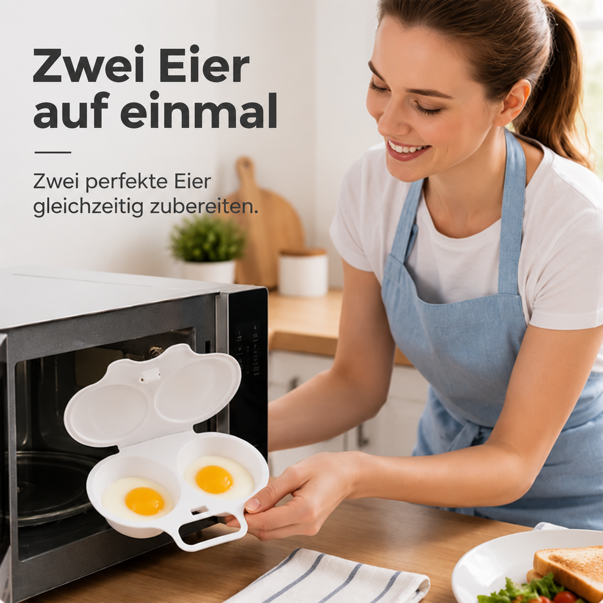 🔥 Mikrowellen-Eiergarer mit Doppelkammer – 2 Eier in wenigen Minuten, schnell & ohne Pfanne 🍳