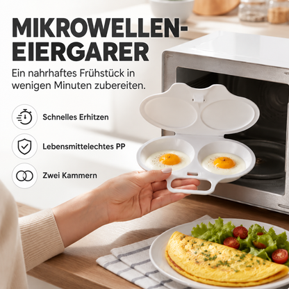 🔥 Mikrowellen-Eiergarer mit Doppelkammer – 2 Eier in wenigen Minuten, schnell & ohne Pfanne 🍳