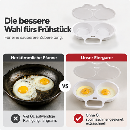 🔥 Mikrowellen-Eiergarer mit Doppelkammer – 2 Eier in wenigen Minuten, schnell & ohne Pfanne 🍳