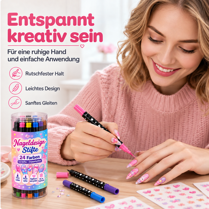🪄NUR HEUTE – 50 % RABATT🌈24 Farben Nail-Art-Stifte mit Doppelspitze – 5er-Set