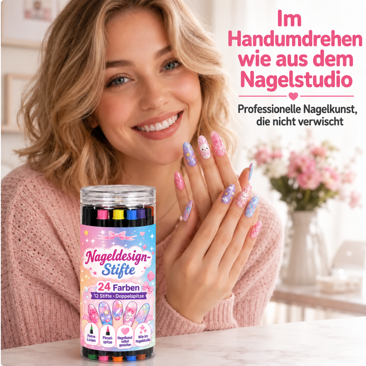 🪄NUR HEUTE – 50 % RABATT🌈24 Farben Nail-Art-Stifte mit Doppelspitze – 5er-Set