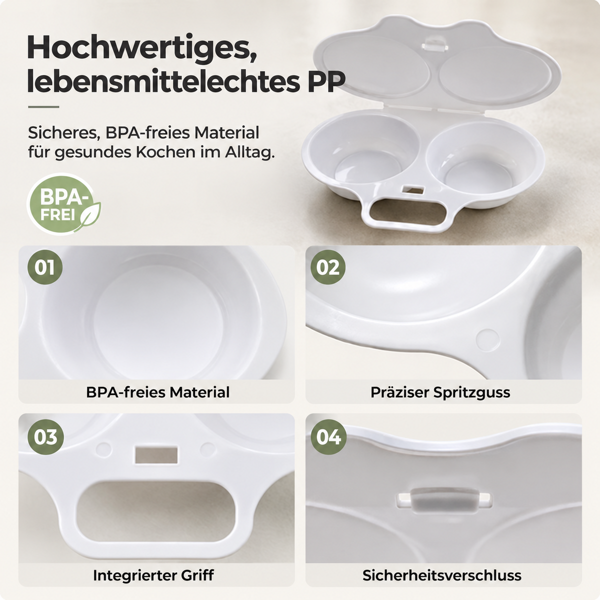 🔥 Mikrowellen-Eiergarer mit Doppelkammer – 2 Eier in wenigen Minuten, schnell & ohne Pfanne 🍳
