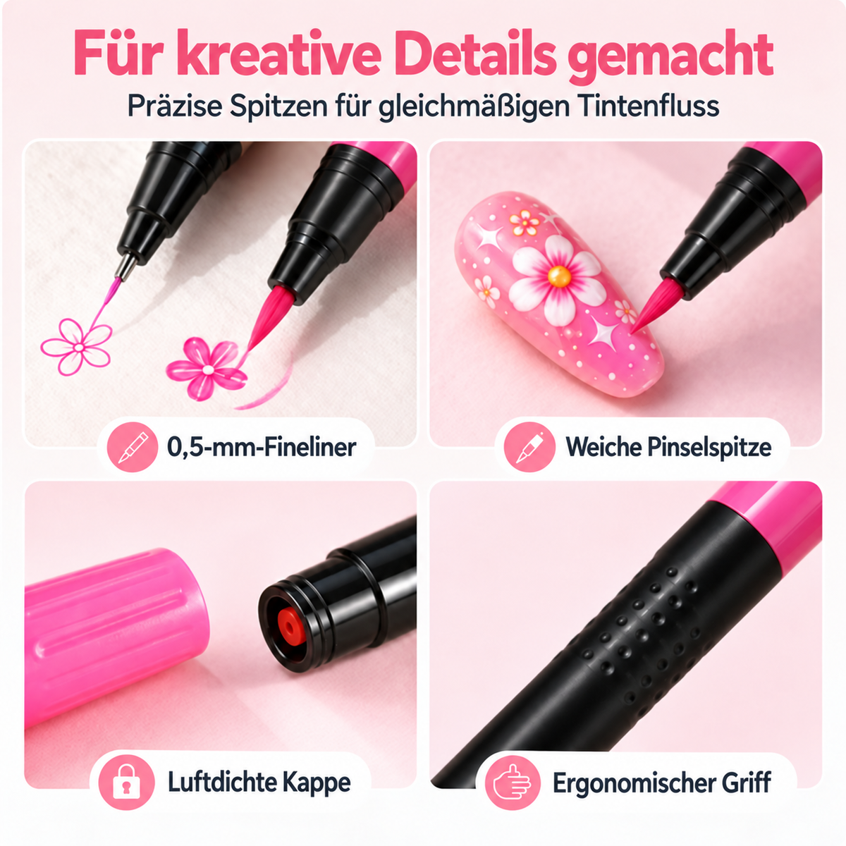 🪄NUR HEUTE – 50 % RABATT🌈24 Farben Nail-Art-Stifte mit Doppelspitze – 5er-Set