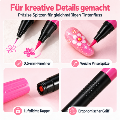 🪄NUR HEUTE – 50 % RABATT🌈24 Farben Nail-Art-Stifte mit Doppelspitze – 5er-Set