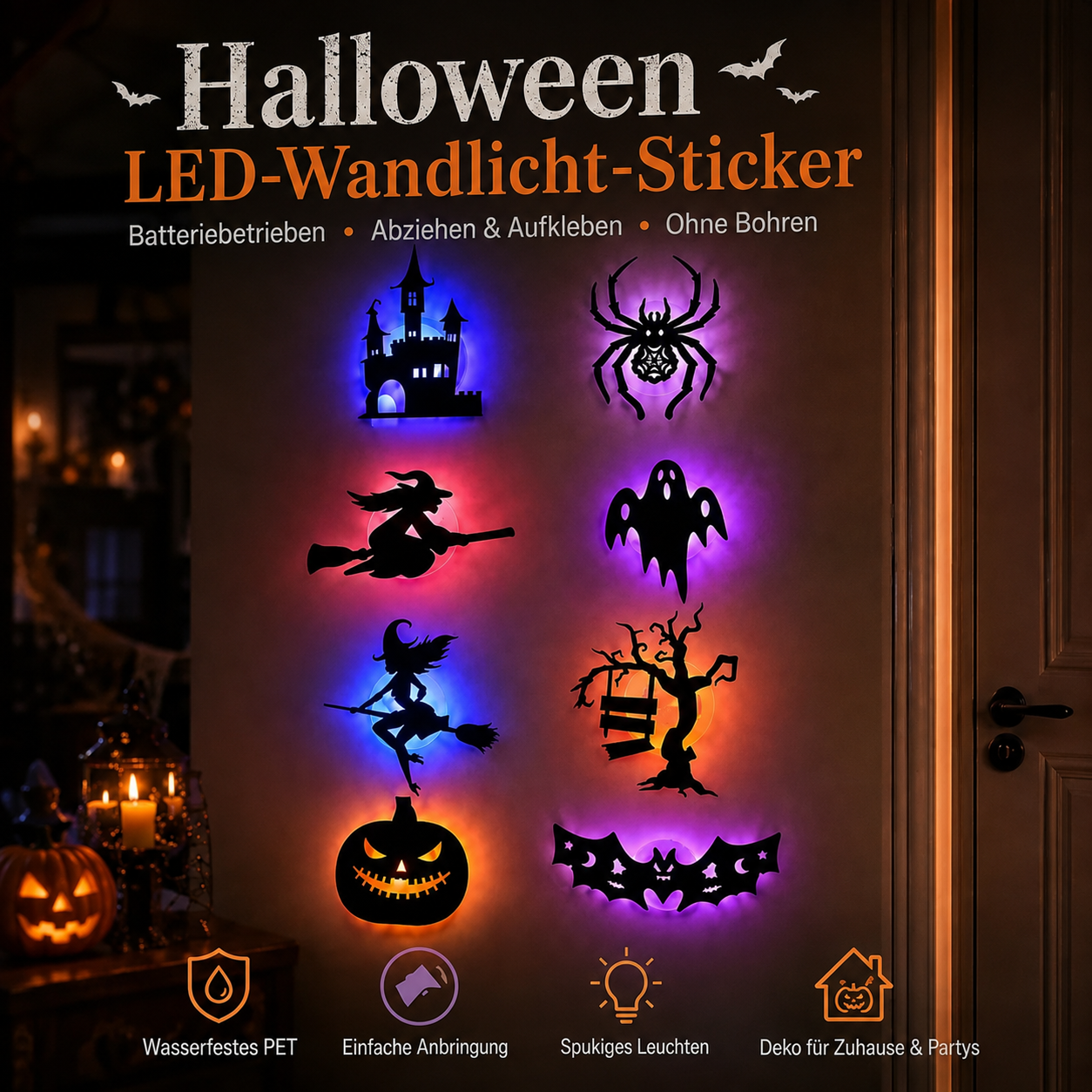 🪄 Letzter Aktionstag – 60 % RABATT | 🎃 Halloween LED-Silhouetten-Wandlicht-Sticker