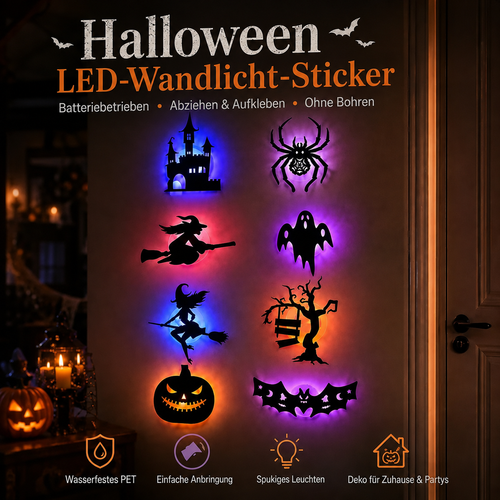 🪄 Letzter Aktionstag – 60 % RABATT | 🎃 Halloween LED-Silhouetten-Wandlicht-Sticker
