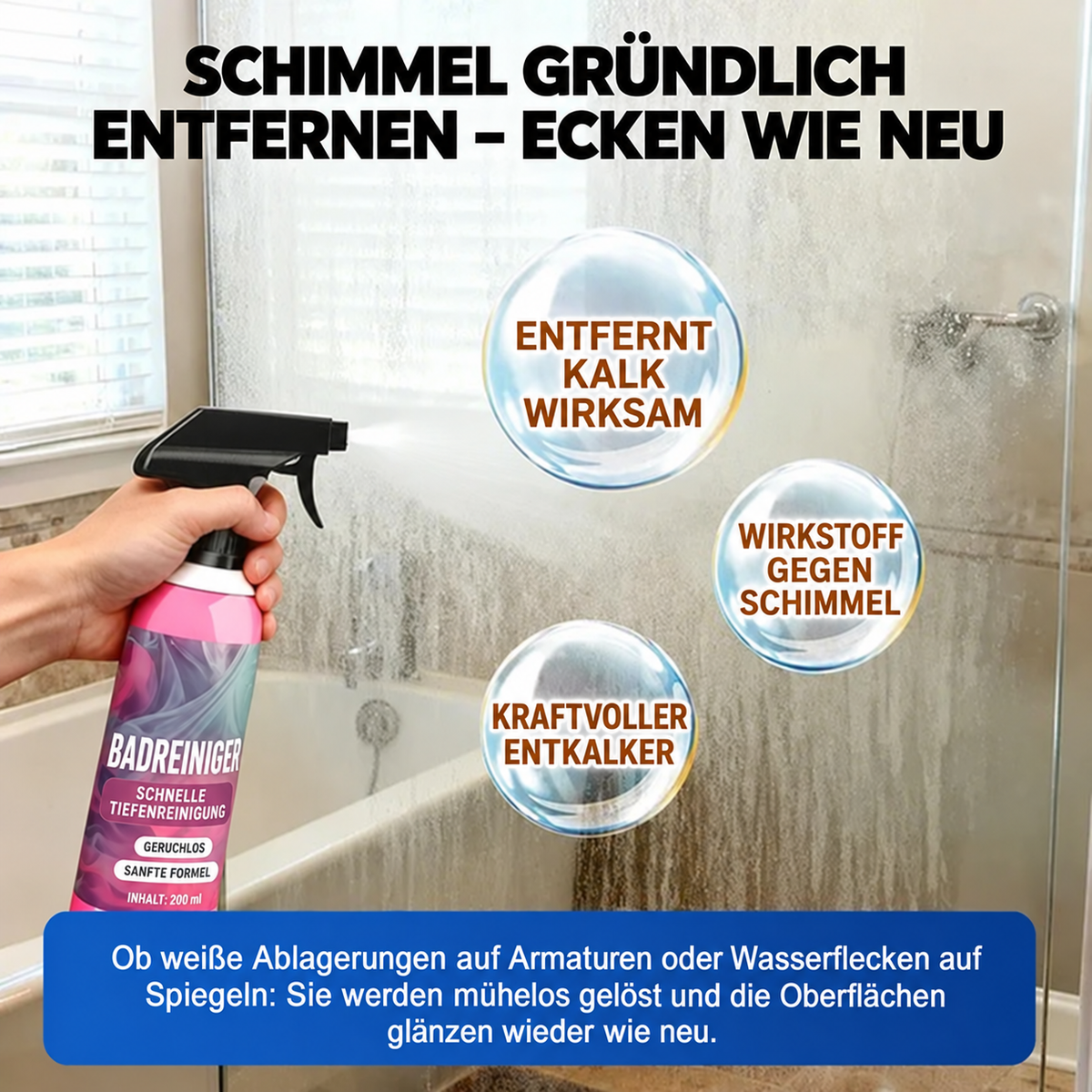 🌸✨ Badreiniger: Glanz in Sekunden – ohne aggressive Dämpfe