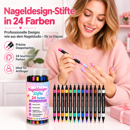 🪄NUR HEUTE – 50 % RABATT🌈24 Farben Nail-Art-Stifte mit Doppelspitze – 5er-Set