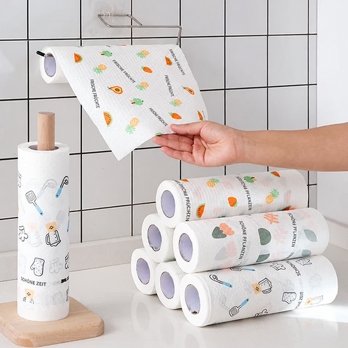 💕50 wiederverwendbare Reinigungstücher pro Rolle