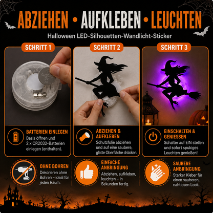 🪄 Letzter Aktionstag – 60 % RABATT | 🎃 Halloween LED-Silhouetten-Wandlicht-Sticker
