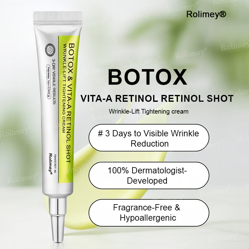 👨‍⚕️✅ Made and shipped from the USA – Rolimey® Botox & Vita-A Retinol Shot tightening and wrinkle-reducing cream – Last day of promotion, 70% OFF