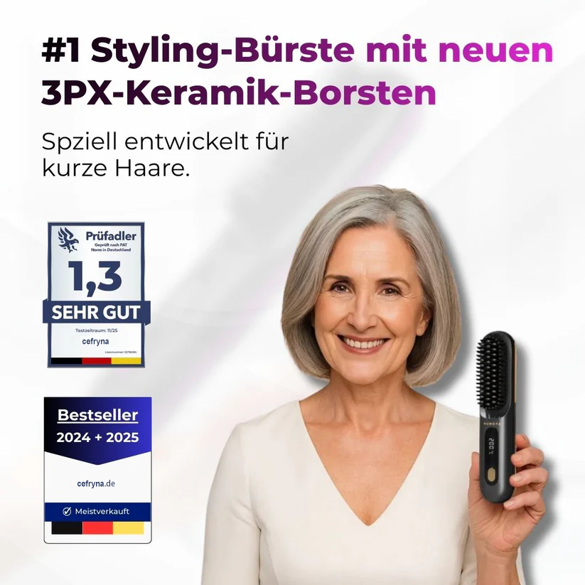 🆙 Die erste intelligente Stylingbürste für kurzes Haar – präzise, sicher & mühelos