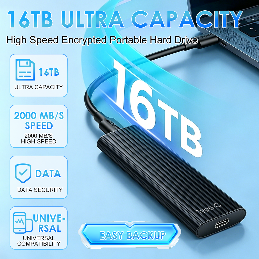 🏆Flash Sale⚡ 50K+ SOLD! Almost Gone-🔥16TB Large-Capacity Type-C Portable Mini SSD