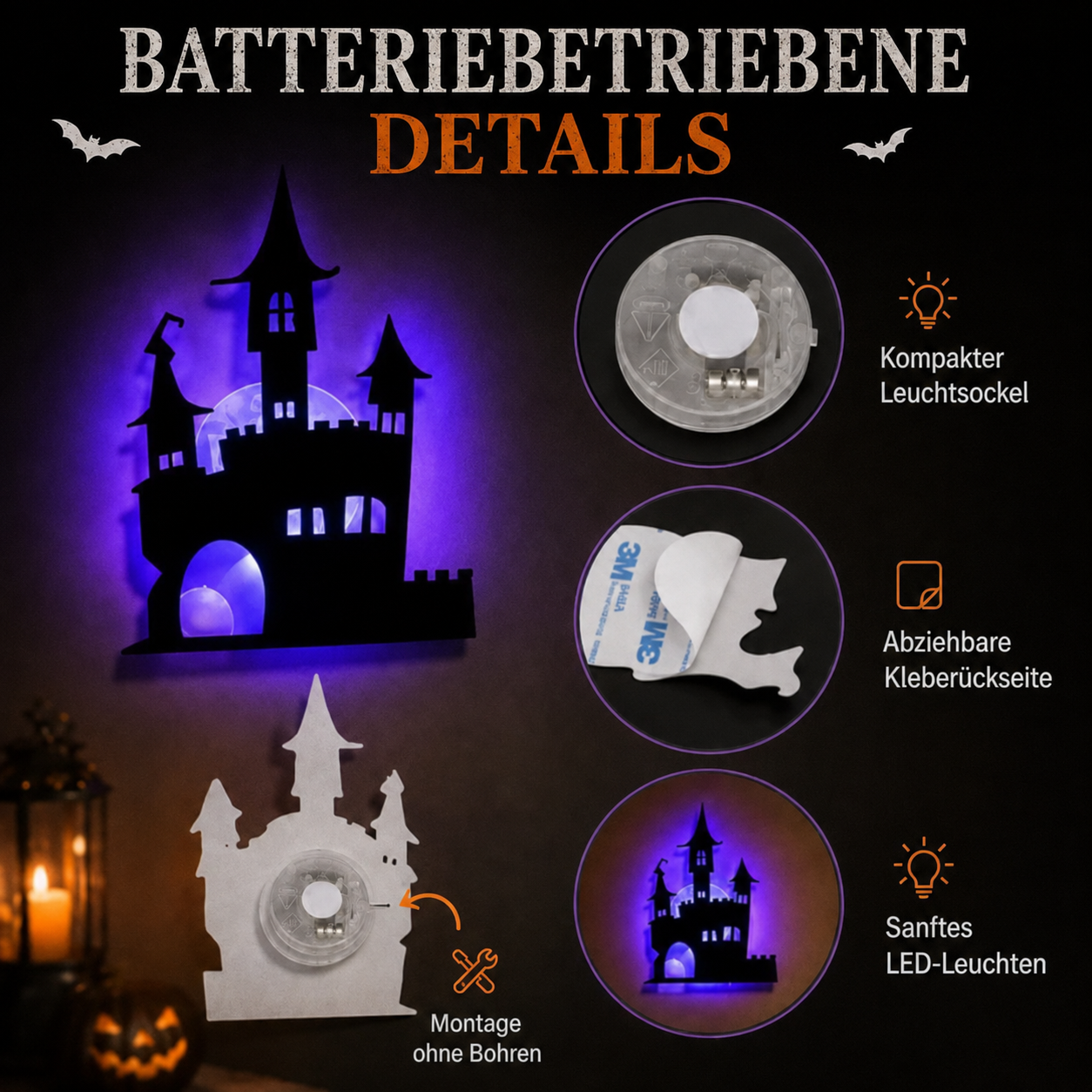 🪄 Letzter Aktionstag – 60 % RABATT | 🎃 Halloween LED-Silhouetten-Wandlicht-Sticker