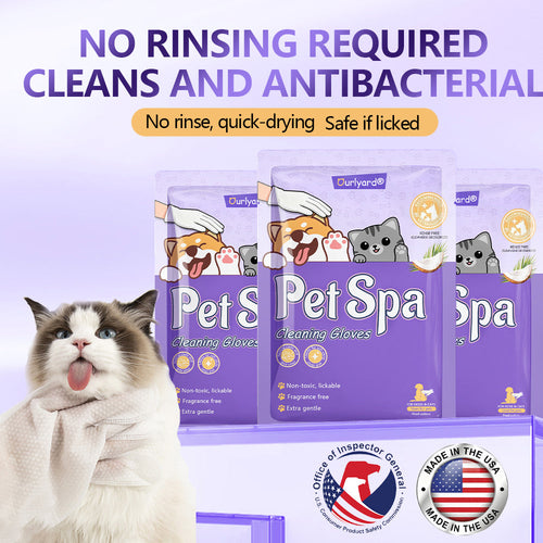 Ourlyard® Pet cleaning and deodorizing glove wipes, vet-recommended hypoallergenic formula, suitable for dogs and cats 🍀