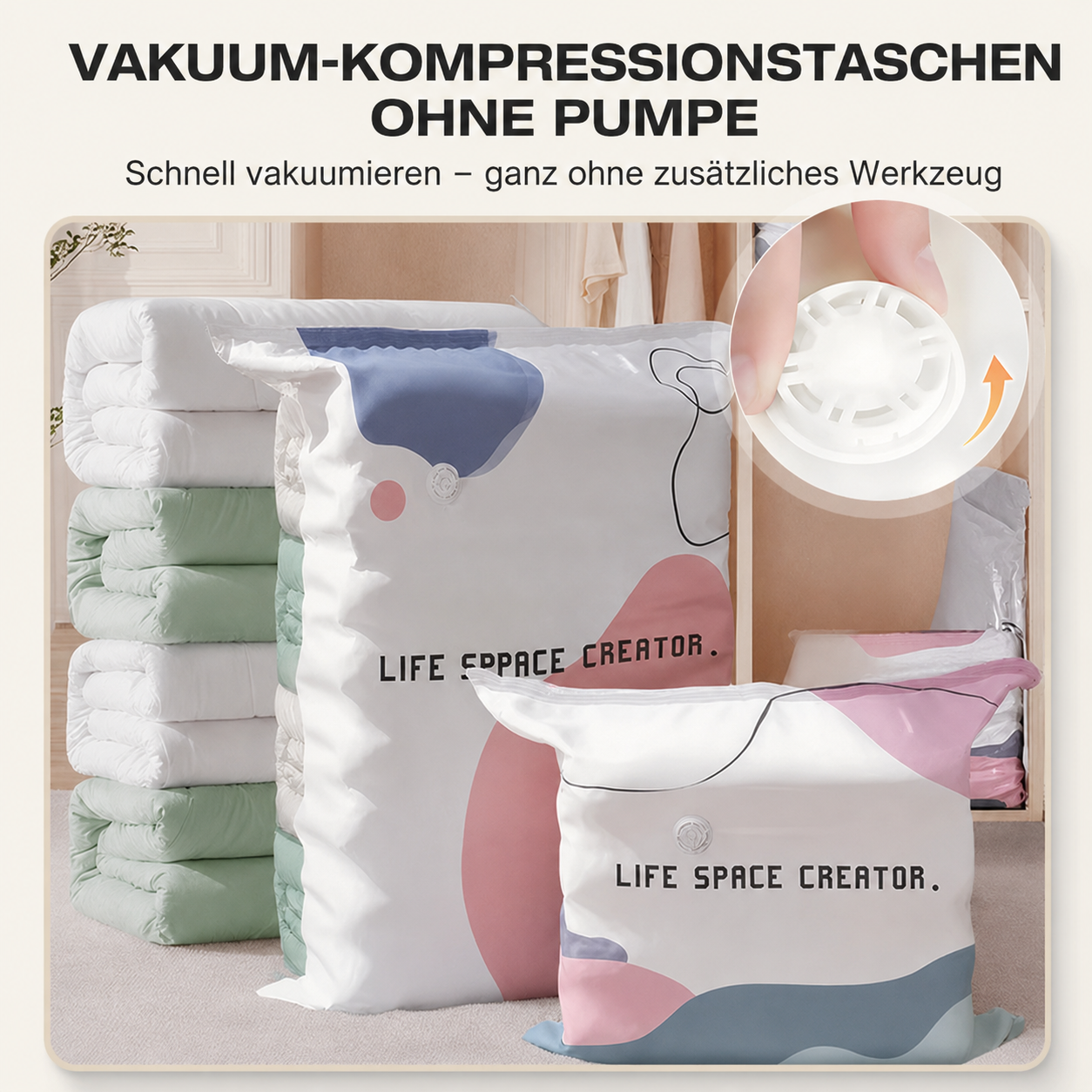 💨Vakuum-Aufbewahrungsbeutel ohne Pumpe