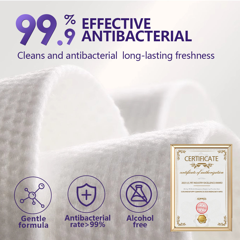 Ourlyard® Pet cleaning and deodorizing glove wipes, vet-recommended hypoallergenic formula, suitable for dogs and cats 🍀
