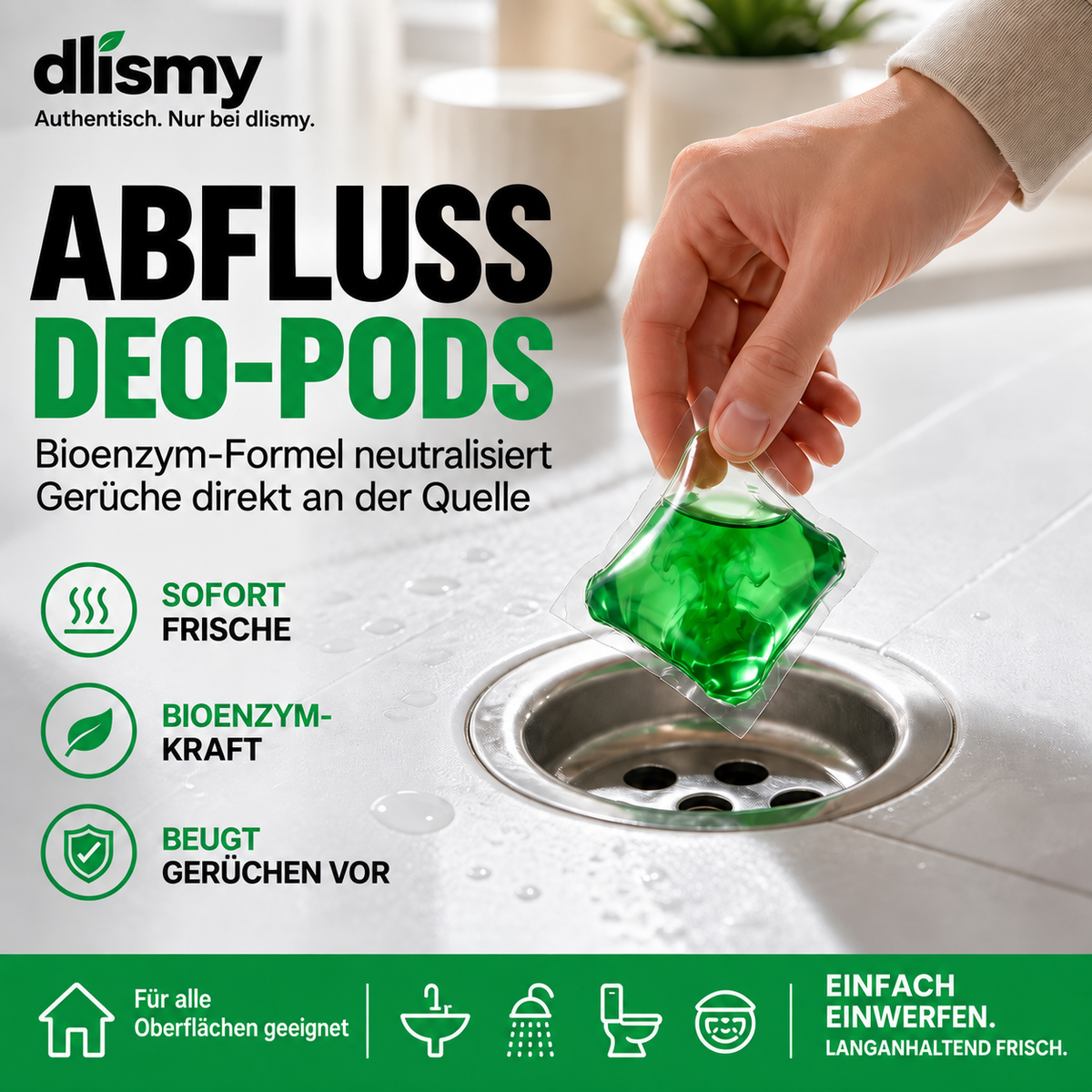 🥳 2026 HOT SALE 💞 50K+ VERKAUFT! 50 % RABATT – Abfluss-Geruchsstopp-Pods mit Bio-Enzym-Formel für frischen Duft. 🚰✅