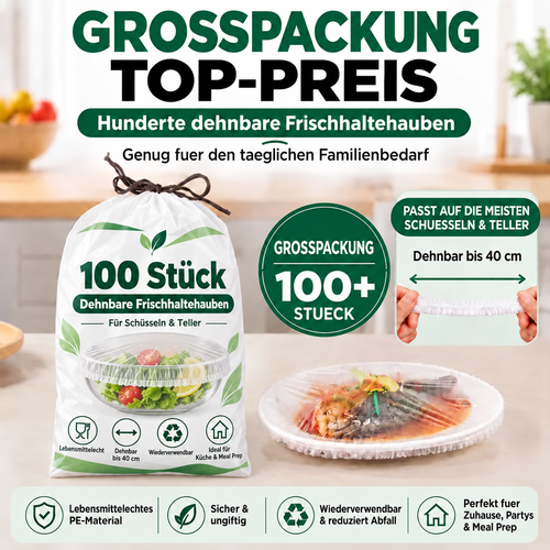 💕100 STÜCK Einweg-Stretch-Abdeckhauben für Schüsseln & Teller🔥