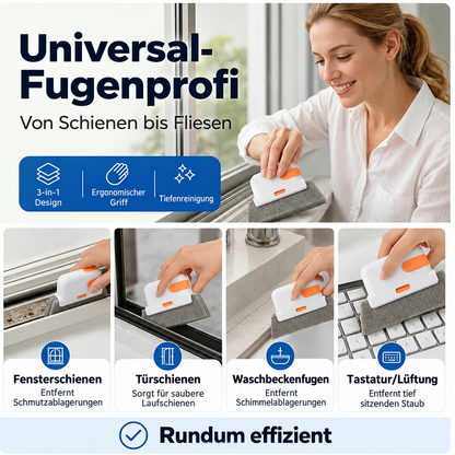 🧽 3-in-1 Tiefenreinigungswerkzeug für Fensterschienen – Schrubben, Bürsten & enge Fugen reinigen