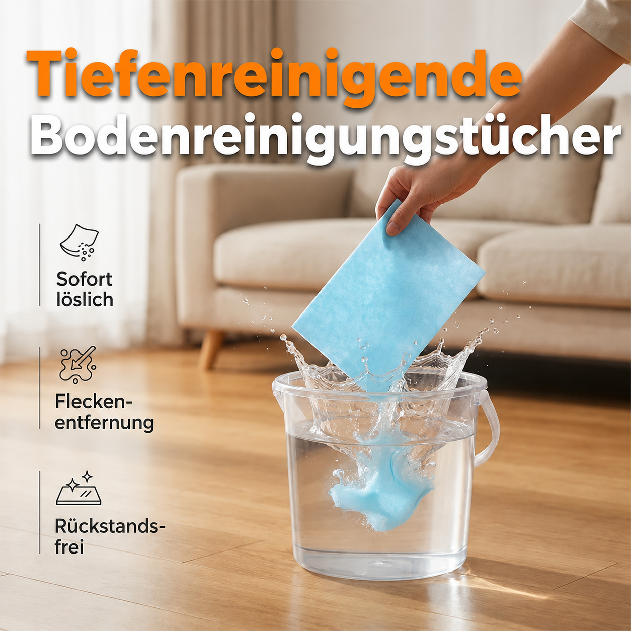 🆙 drilena® Wasserlösliche Bodenreinigungstücher — Konzentrierte Formel für sofortigen Glanz