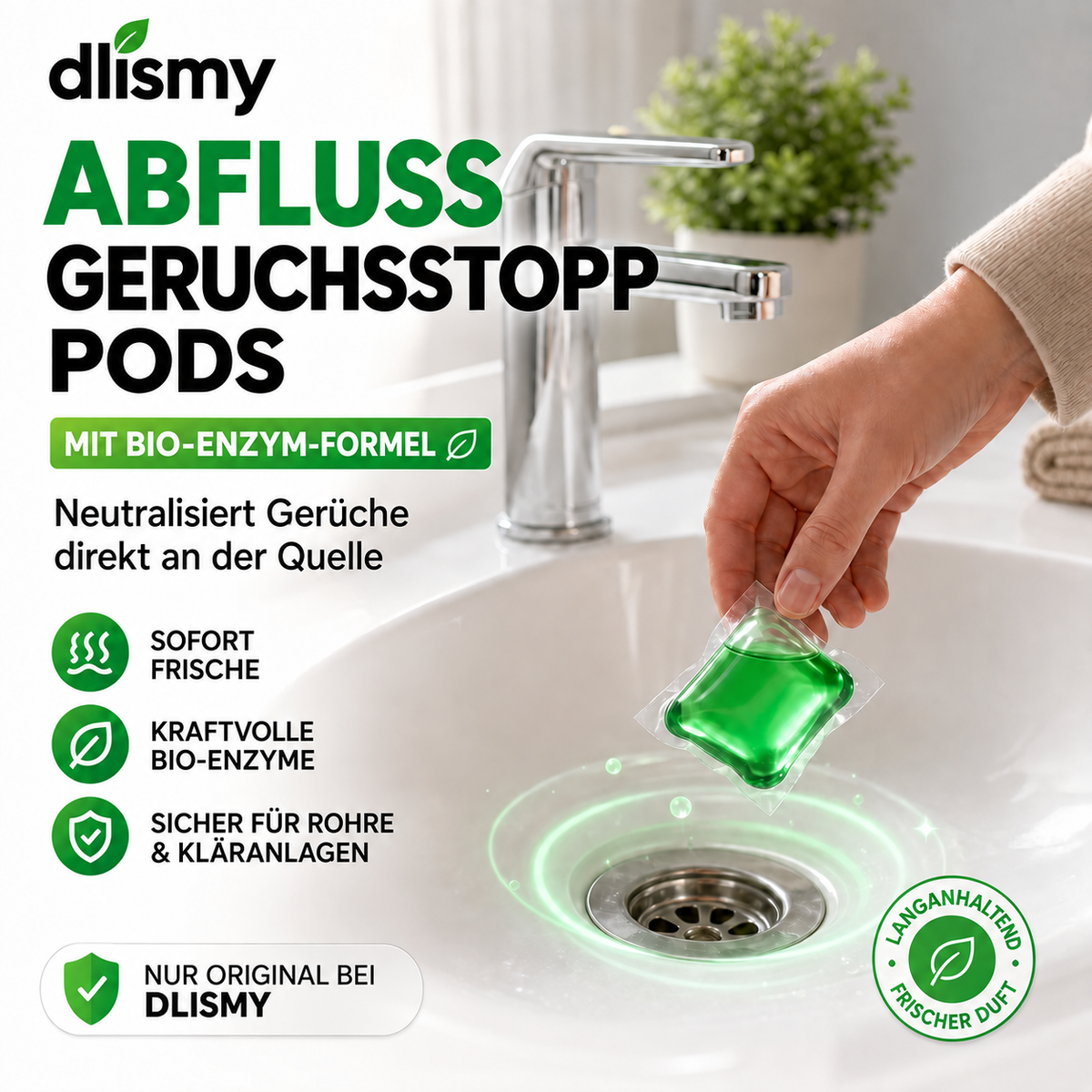 🥳 2026 HOT SALE 💞 50K+ VERKAUFT! 50 % RABATT – Abfluss-Geruchsstopp-Pods mit Bio-Enzym-Formel für frischen Duft. 🚰✅
