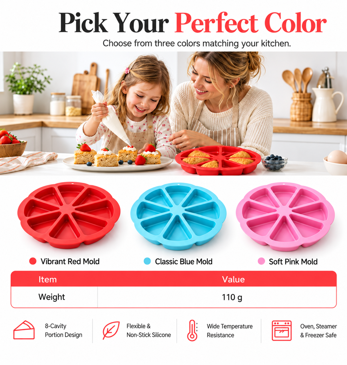 🔥8 Cavity Triangle Silicone Cake Mold