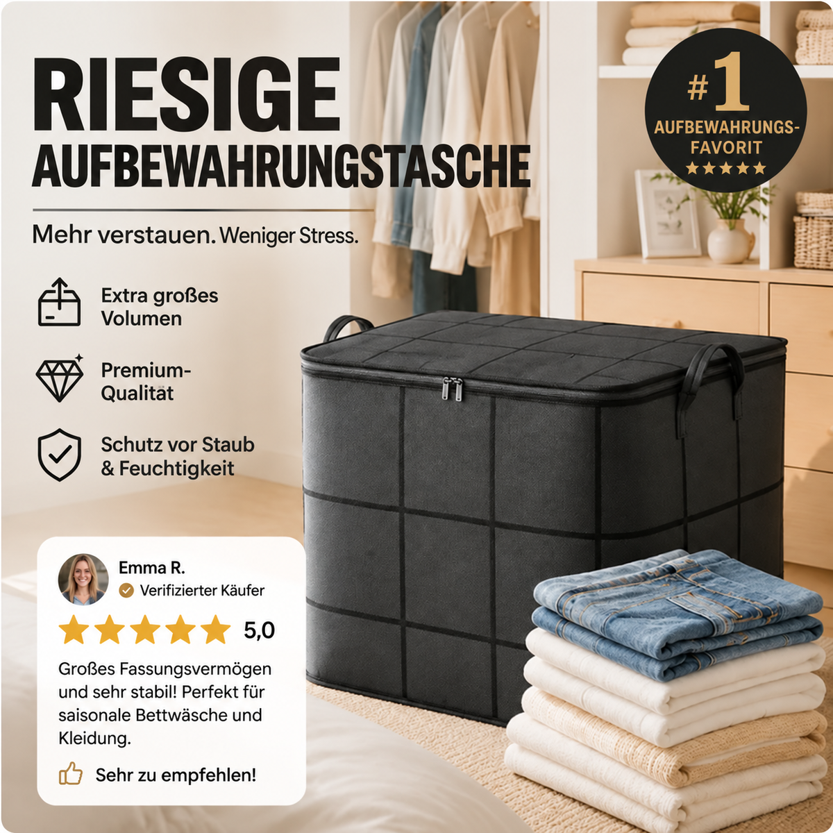 🪄50 % RABATT – WERKSABVERKAUF 📦 Faltbare Aufbewahrungstasche – wasserabweisend, staubgeschützt, extra groß & leicht zu transportieren 🌟