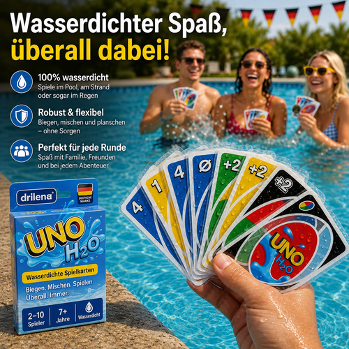 🆙drilena® H2O Wasserdichtes Kartenspiel – Für Pool, Strand & Reisen