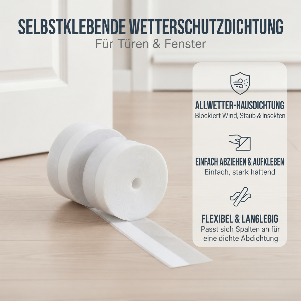 🔥Selbstklebende Dichtungsleiste – Zugluftschutz, Isolierend & Einfach Anzubringen