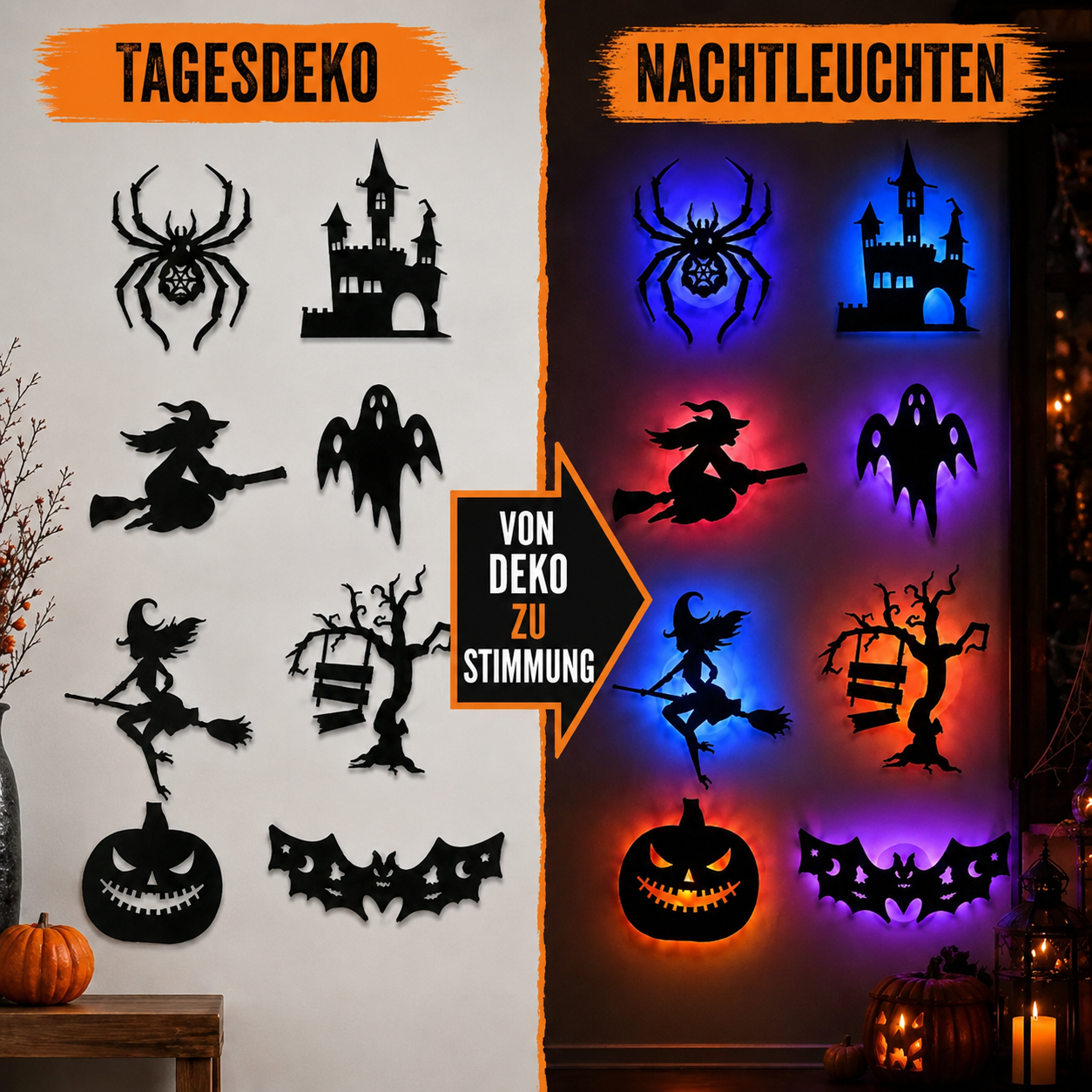 🪄 Letzter Aktionstag – 60 % RABATT | 🎃 Halloween LED-Silhouetten-Wandlicht-Sticker