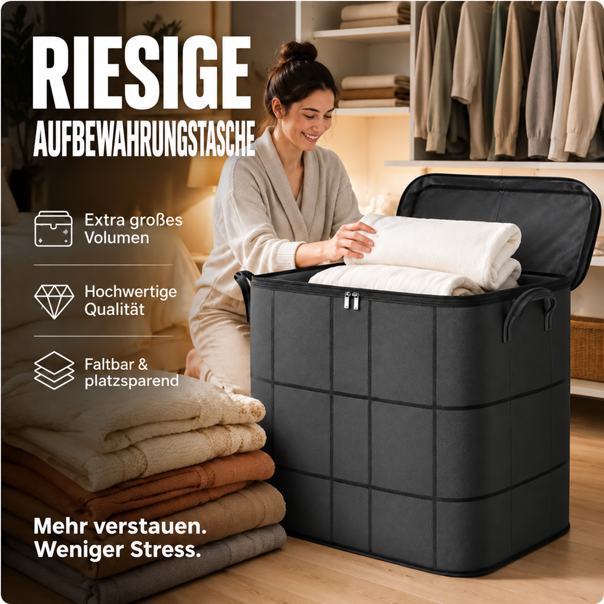 🪄50 % RABATT – WERKSABVERKAUF 📦 Faltbare Aufbewahrungstasche – wasserabweisend, staubgeschützt, extra groß & leicht zu transportieren 🌟