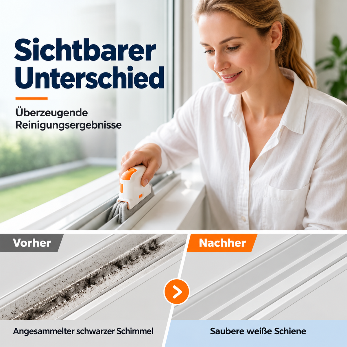 🧽 3-in-1 Tiefenreinigungswerkzeug für Fensterschienen – Schrubben, Bürsten & enge Fugen reinigen