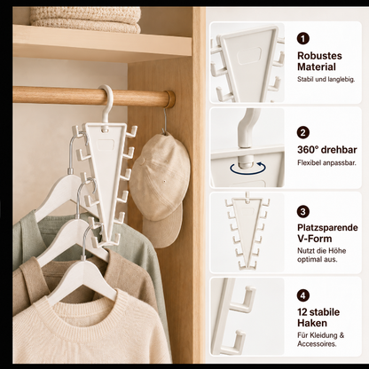 👚 V-förmiger Schrank-Organizer – 12 Haken für mehr Platz