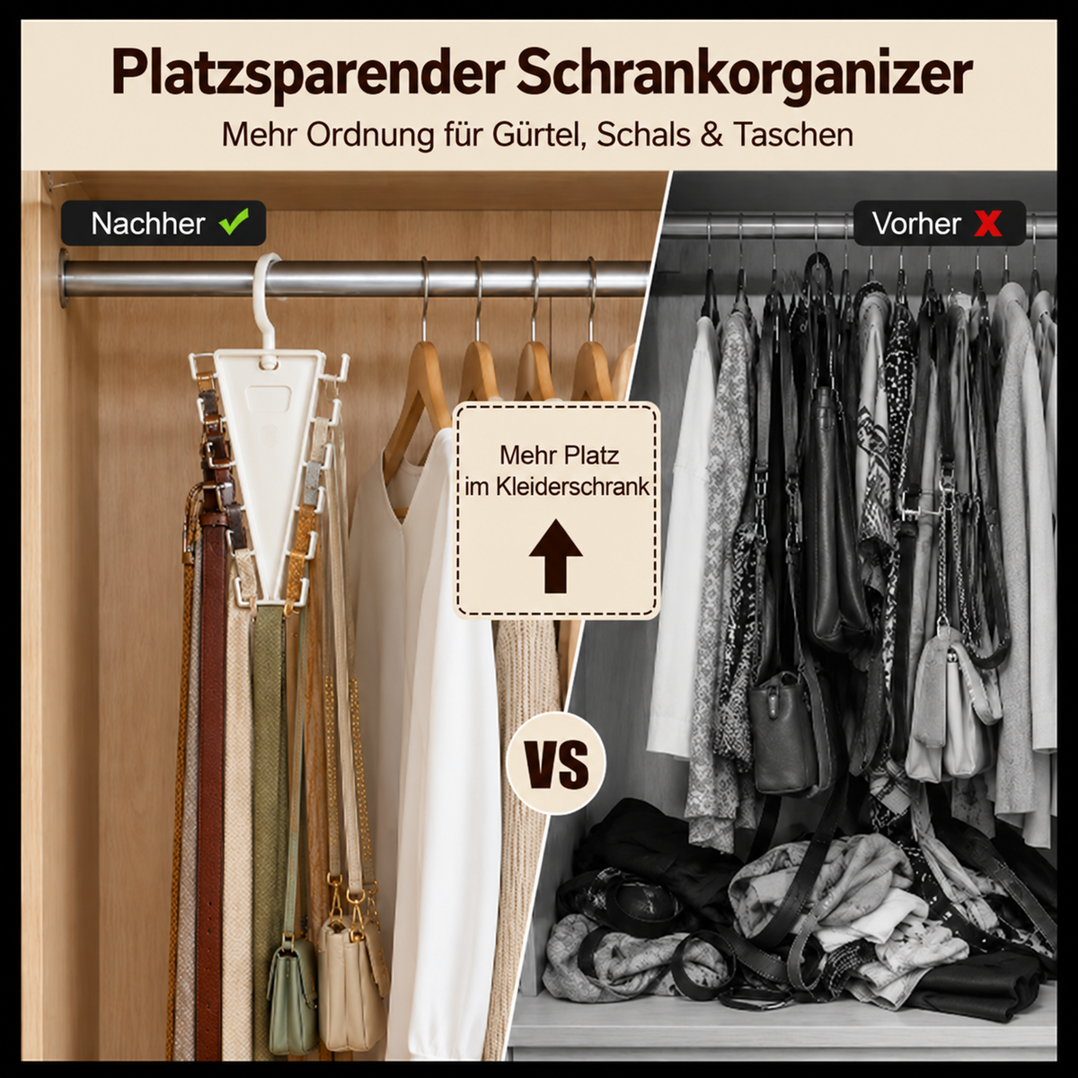👚 V-förmiger Schrank-Organizer – 12 Haken für mehr Platz