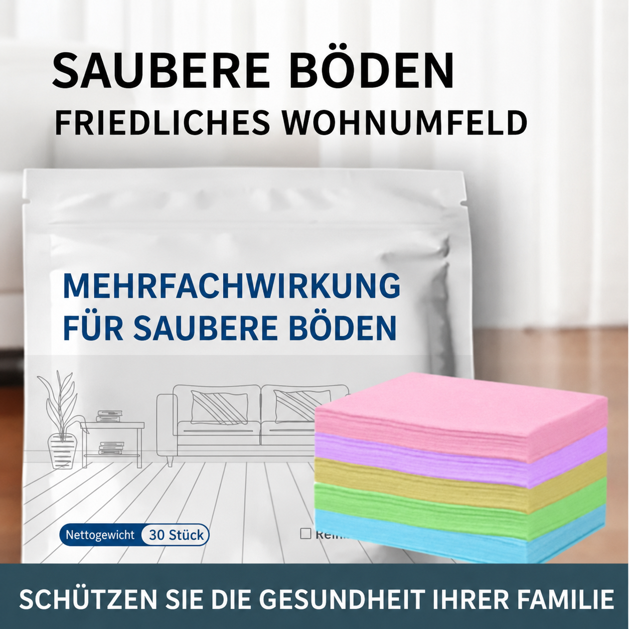 🆙 drilena® Wasserlösliche Bodenreinigungstücher — Konzentrierte Formel für sofortigen Glanz