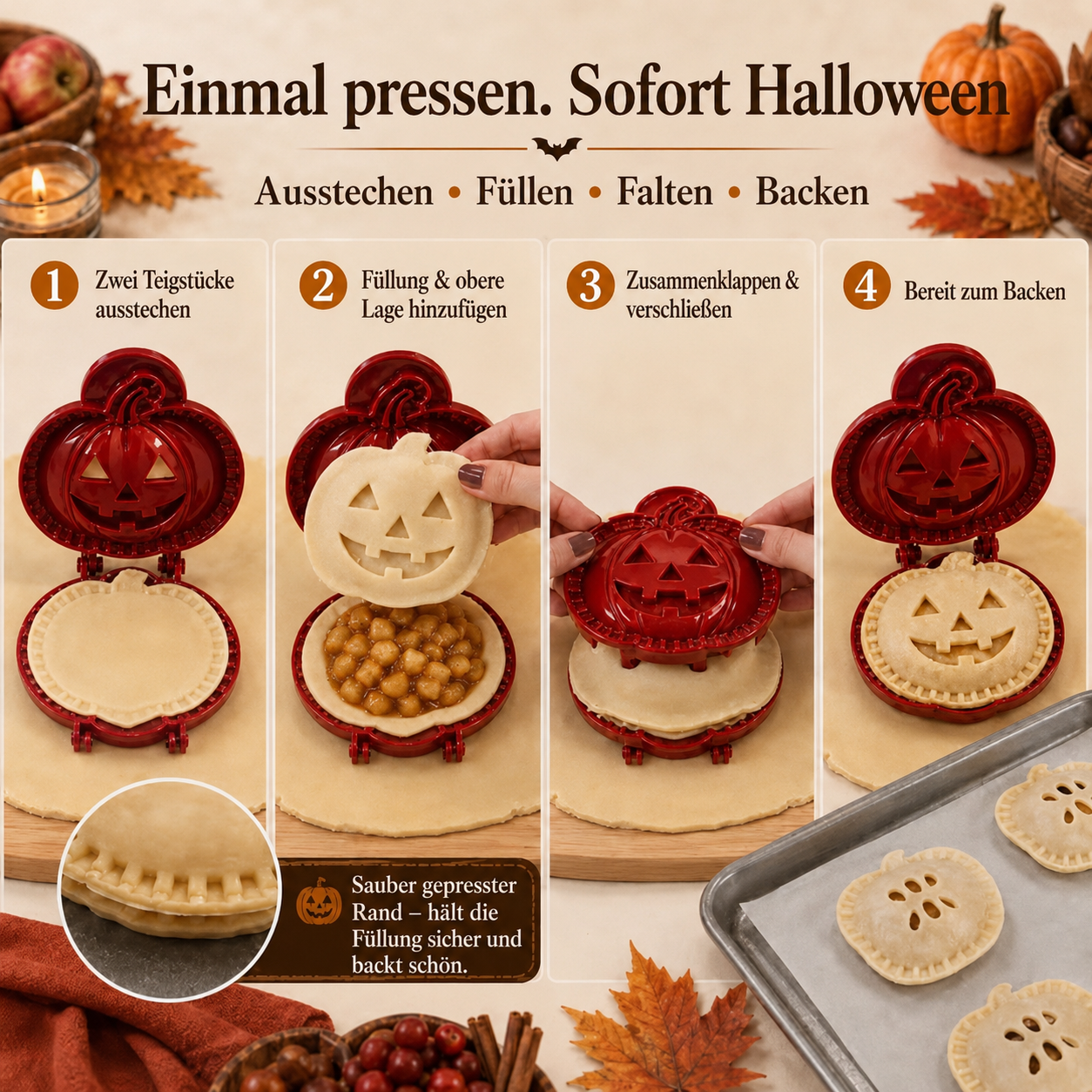 🎃 8-teiliges Halloween Mini-Handpie-Formen-Set ✈️
