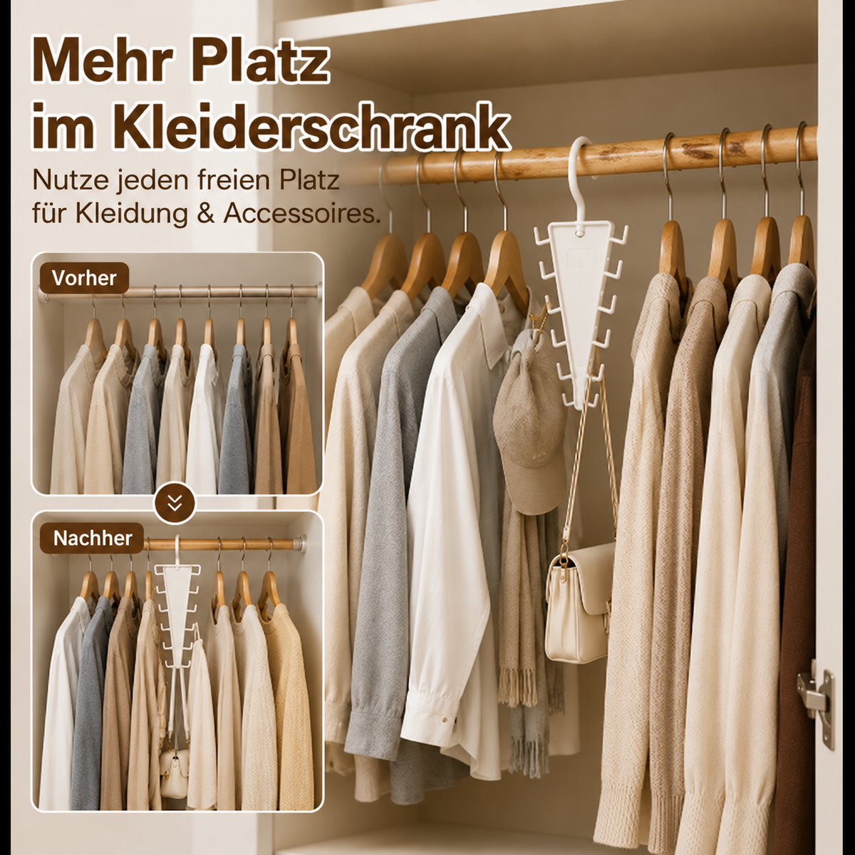 👚 V-förmiger Schrank-Organizer – 12 Haken für mehr Platz