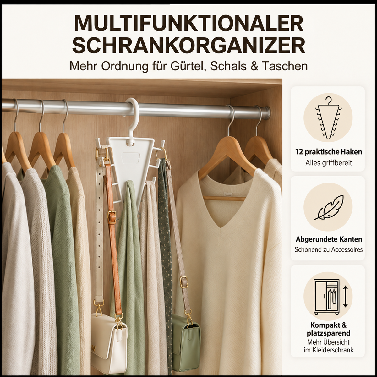 👚 V-förmiger Schrank-Organizer – 12 Haken für mehr Platz